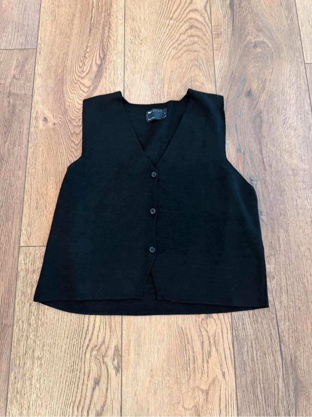 ASOS Black Button Front V-Neck Knit Vest